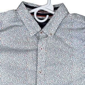 Cactus Man Ricky Singh White Geometric Triangle Print Slim Fit Button Down Large